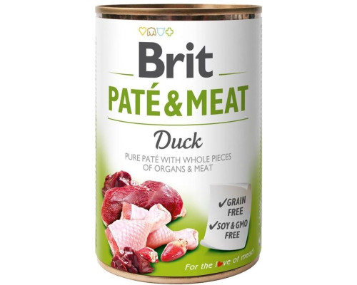 Корм для собак Pate and Meat Dog м'ясний паштет із цільними шматочками качки 400 г Brit