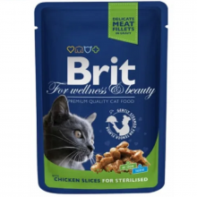 Влажный корм для стерилизованых котов Cat Sterilized с курицей пауч 100 г Brit Premium