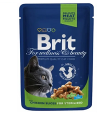 Вологий корм для стерилізованих котів Cat Sterilized з куркою пауч 100 г Brit Premium