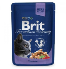 Вологий корм для кішок Cat Cod Fish з тріскою пауч 100 г Brit Premium