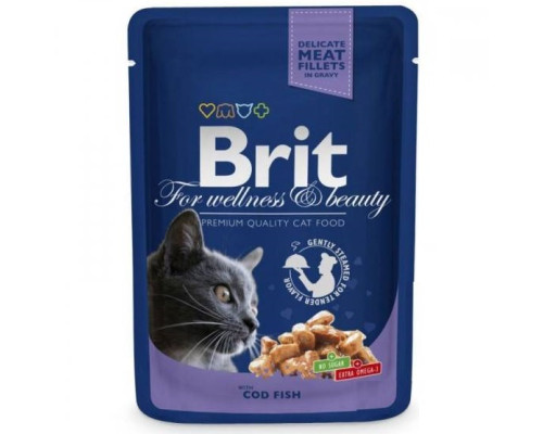 Влажный корм для кошек Cat Cod Fish с треской пауч 100 г Brit Premium