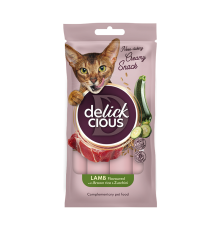 Ласощі для котів Delickcious крем-снек ягня з додаванням коричневого рису та цукіні 4 шт*15 г  