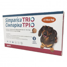 Симпарика Трио 5-10 от блох, клещей и глистов для собак  Zoetis 