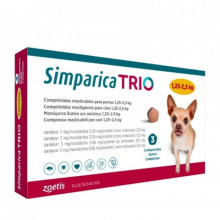 Симпарика Трио 1,3-2,5 кг от блох, клещей и глистов для собак  Zoetis 