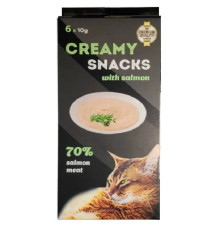 Ласощі для котів Creamy Snacks Salmon ніжне пюре з м'якоті дикого лосося 6 стіків по 10 г Lucky Star