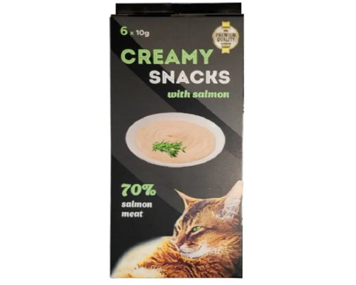 Лакомство для котов Creamy Snacks Salmon из мякоти дикого лосося  6 стиков по 10 г Lucky Star