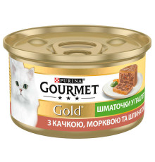 Корм для котів Gourmet Gold качка морква шпинат шматочки в паштеті 85 г Purina