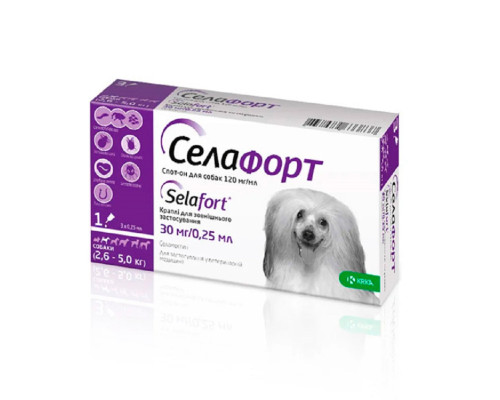 Капли на холку Selafort, для собак весом от 2,6-5,0 кг, 1 шт. KRKA