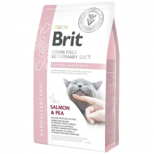 Сухой корм для котов с пищевой алллергией Veterinary Diet Hypoallergenic с лососем и горохом 2  кг Brit 