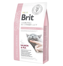 Сухий корм для котів з харчовою алергією Veterinary Diet Hypoallergenic з лососем та горохом 2 кг Brit