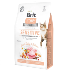 Корм для котів Cat GF Sensitive для вибагливих з індичкою та лососем 400 г Brit Care