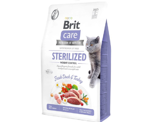 Корм для стерилізованих котів Cat Sterilized Weight Control контроль ваги з качкою та індичкою 400 г Brit Care