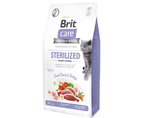 Сухий корм для стерилізованих котів Sterilized and Weight Control Fresh Duck and Turkey контроль ваги зі свіжою качкою та індичкою 2 кг Brit Care