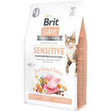 Корм для котов Cat GF Sensitive для привередливых с индейкой и лососем Brit Care Весовой цена за 1 кг