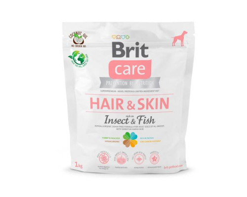 Корм для собак Брит с насекомыми и рыбой для кожи и шерсти Care Dog Insect Fish 1кг