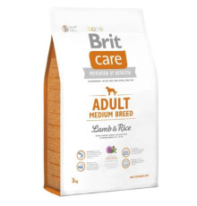 Сухий корм для собак від 10 до 25 кг Dog Hypoallergenic Adult Medium Breed з ягнятком та рисом 3 кг Brit Care