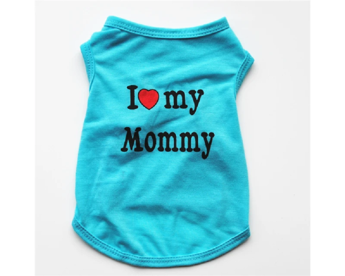 Майка для собак I love my Mommy Голубая размер XS Китай