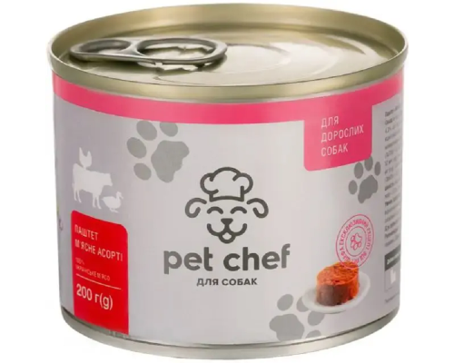 Корм для взрослых собак Pet Chef  паштет мясное ассорти 200 г Pet Chef