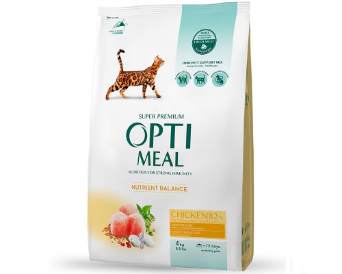 Сухой корм для котов Adult Cat Chicken с курицей 4 кг Optimeal