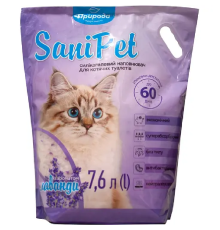 Наповнювач для котячих туалетів Sani Pet силікагелевий лаванда 7.6 л Природа