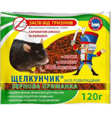 Зернова приманка Лускунчик червоний від щурів і мишей з ароматом арахісу та карамелі 120 г АгроМаг