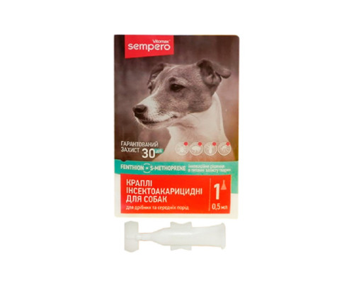 Семперо Sempero капли от блох и клещей для собак от 3-х кг 0,5 мл Vitomax 400051