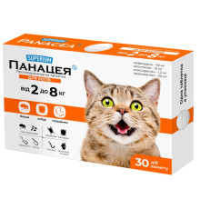 Таблетки для котів 2-8 кг Panacea протипаразитарний засіб №1 Superium Panacea