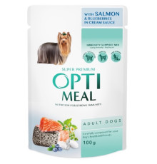 Корм для собак Adult Dogs Salmon and Blueberries cream sauce з лососем і лохиною в крем соусі 100 г Optimeal