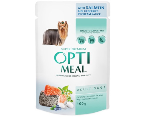 Корм для собак Adult Dogs Salmon and Blueberries cream sauce с лососем и голубикой в крем соусе 100 г Optimeal