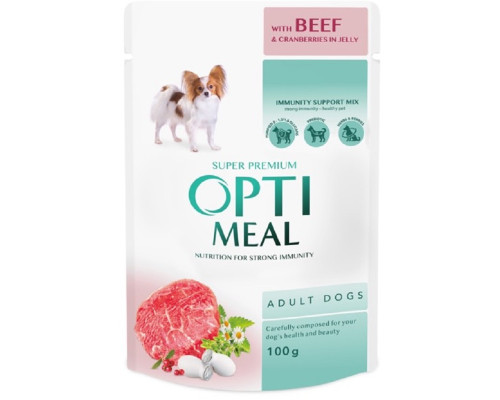 Корм для собак Adult Dogs Beef and Cranberry jelly з яловичиною та журавлиною в желе 100 г Optimeal