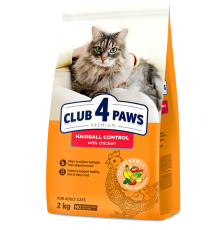 Сухий корм для дорослих котів Adult Cats Hairball Control для виведення вовни 2 кг Клуб 4 лапи