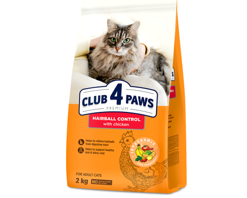 Сухой корм для взрослых котов Adult Cats Hairball Control для выведения шерсти 2 кг Клуб 4 лапы