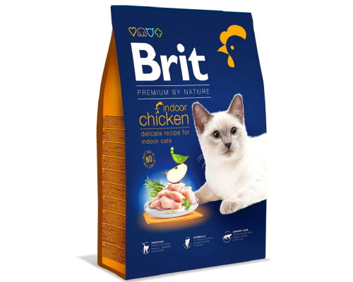 Сухой корм для котов живущих в помещении Cat Indoor Chicken с курицей 1,5 кг Brit Premium