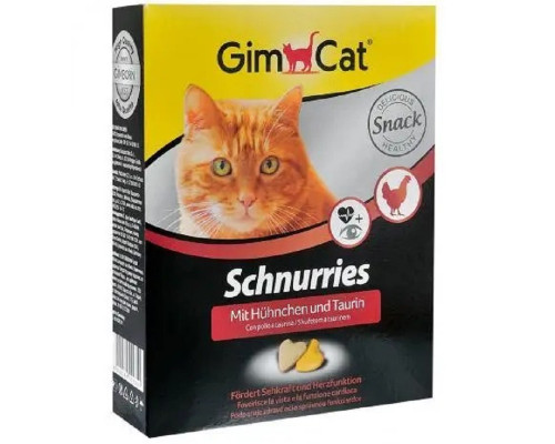 Витамины для кошек Schnurries сердечки с таурином и мясом курицы 650 шт 420 г GimpCat