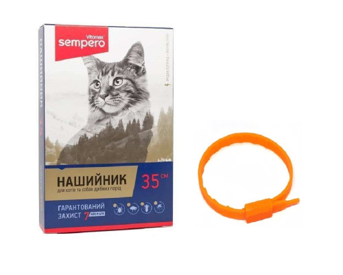 Нашийник для котів Sempero від бліх і кліщів помаранчевий 35 см Vitomax 