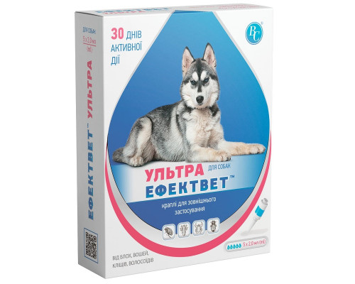Капли на холку для собак Эффектвет Ультра 2 мл от блох вшей клещей и власоедов №5 Ветсинтез
