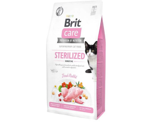 Корм для стерилизованых котов с чувствительным пищеварением Sterilized Sensitive  с кроликом 2 кг Brit Care