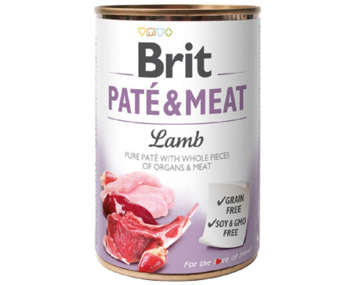 Корм для собак Pate and Meat Dog м'ясний паштет з цільними шматочками ягняти 400 г Brit