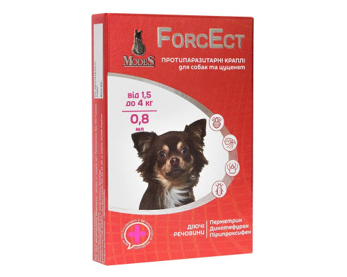 Капли для щенков и собак 1,5-4 кг ForcEct 0,8 мл противопаразитарное средство №1 Modes