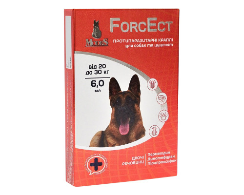 Капли для щенков и собак 20-30 кг ForcEct 6 мл противопаразитарное средство №1 Modes